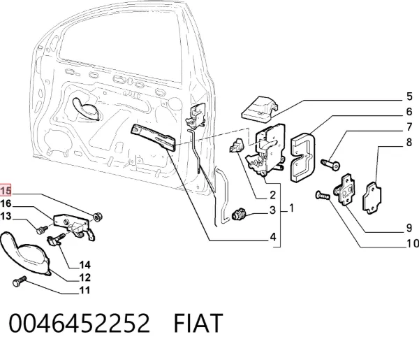 Ручка двері лівою внутрішня перед/зад 0046452252 Fiat/Alfa/Lancia