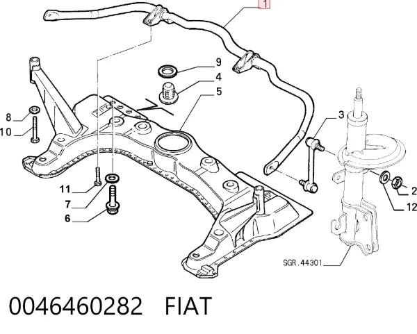 Передній стабілізатор 0046460282 Fiat/Alfa/Lancia