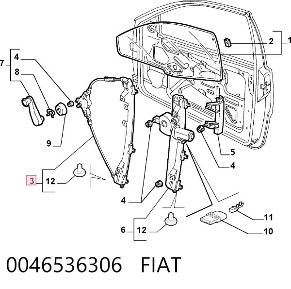 Склопідйомник передньої лівої двері 0046536306 Fiat/Alfa/Lancia