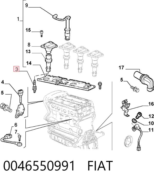 Свічки запалювання 0046550991 Fiat/Alfa/Lancia