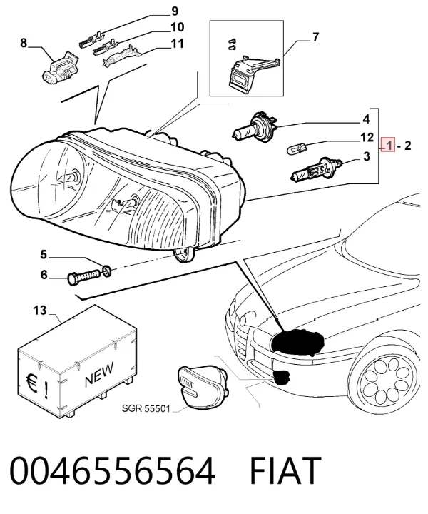 Фара ліва 0046556564 Fiat/Alfa/Lancia