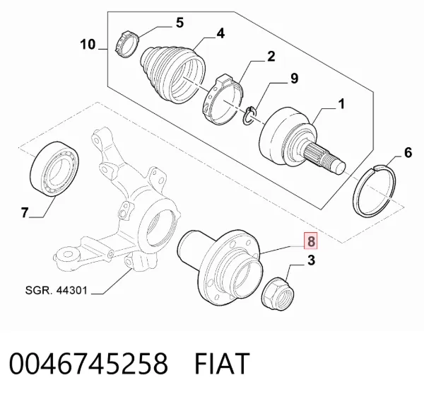 Передня маточина 0046745258 Fiat/Alfa/Lancia