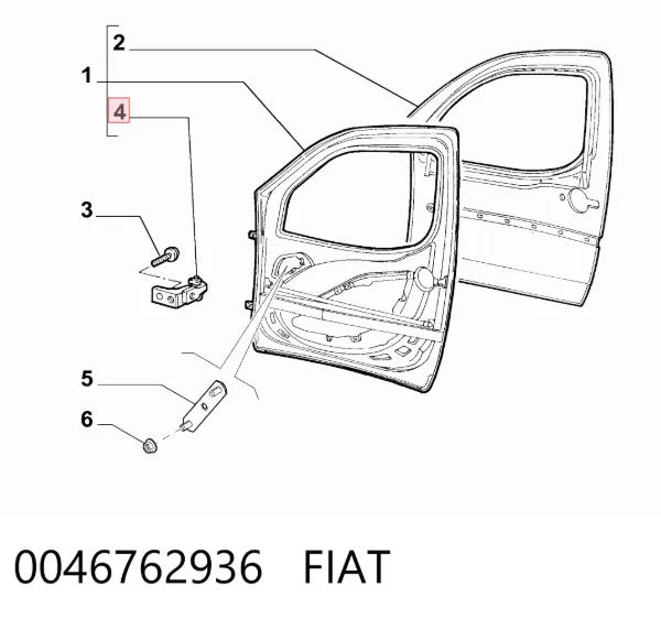 Петля передніх дверей, правої 0046762936 Fiat/Alfa/Lancia