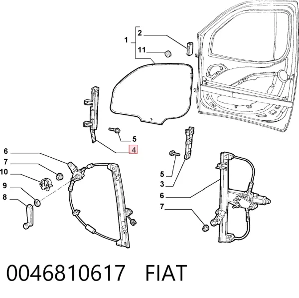 Направляюча скла рамки двері, передньої лівої 0046810617 Fiat/Alfa/Lancia