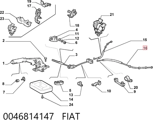 Трос ручного гальма задній, лівий 0046814147 Fiat/Alfa/Lancia