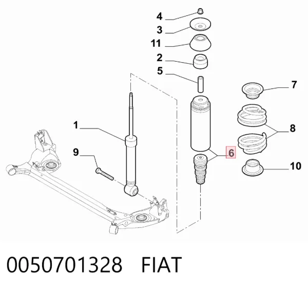 Відбійник заднього амортизатора 0050701328 Fiat/Alfa/Lancia