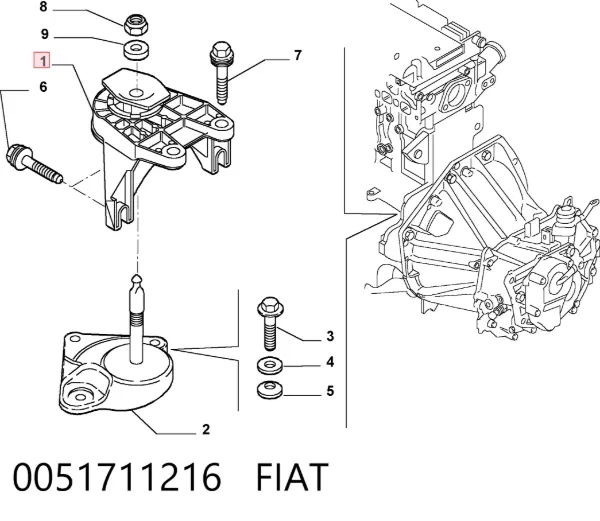 Подушка (опора) двигуна, ліва 0051711216 Fiat/Alfa/Lancia