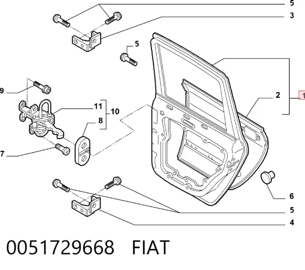 Двері задні, праві 0051729668 Fiat/Alfa/Lancia