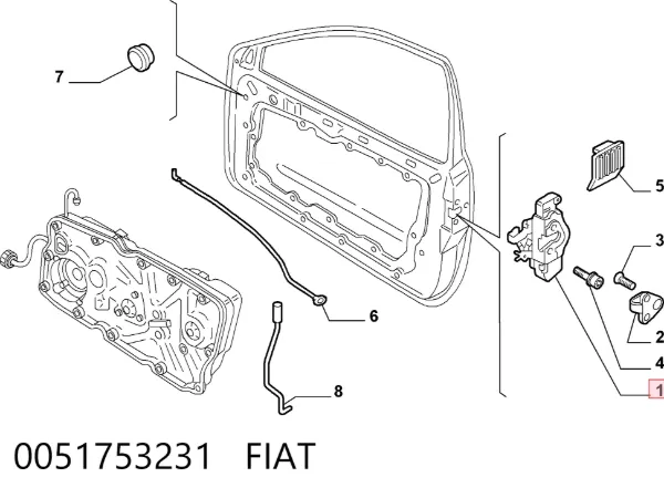 Замок передньої лівої двері Fiat Stilo 192