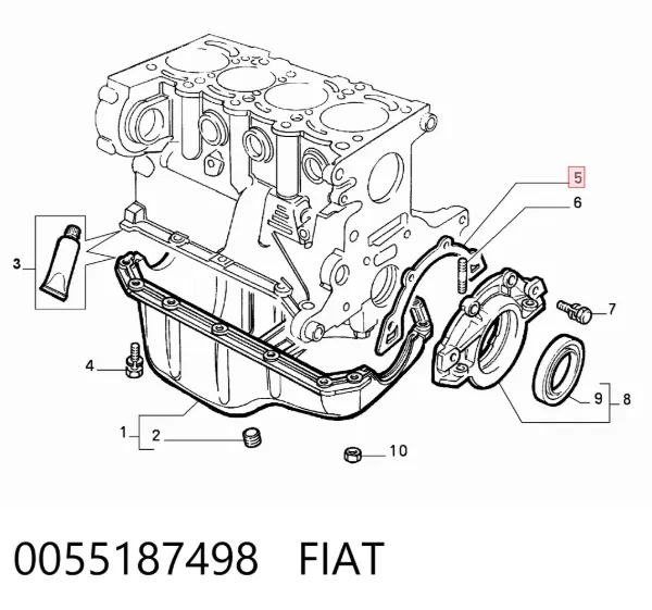 Прокладка колінвалу двигуна, задня 0055187498 Fiat/Alfa/Lancia