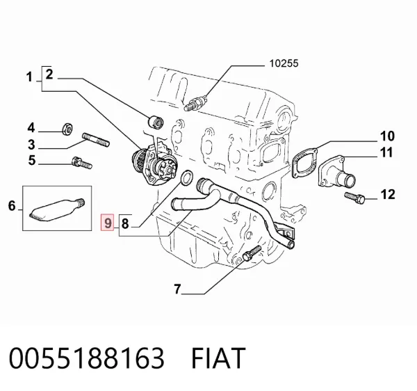 Патрубок термостата 0055188163 Fiat/Alfa/Lancia