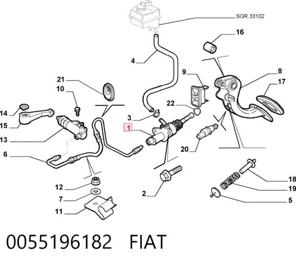 Головний циліндр зчеплення 0055196182 Fiat/Alfa/Lancia