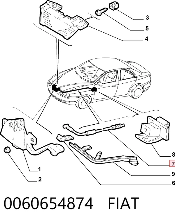 Трос капота 0060654874 Fiat/Alfa/Lancia