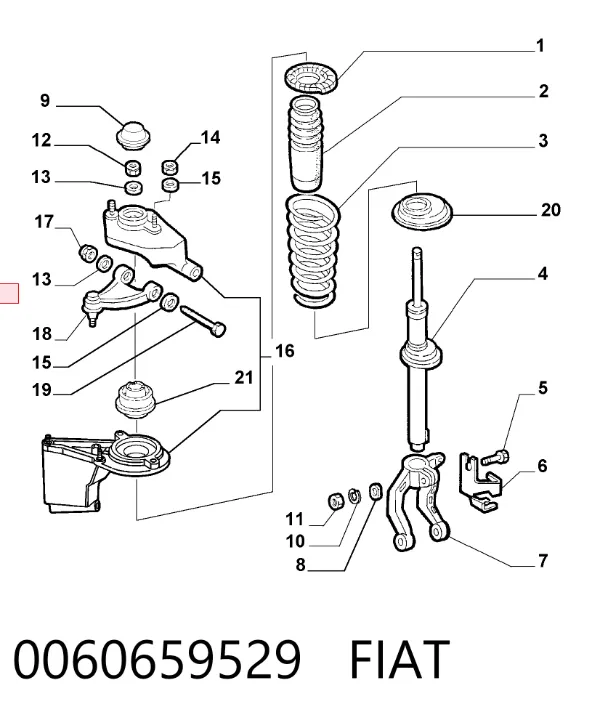 Важіль передньої підвіски верхній, лівий 0060659529 Fiat/Alfa/Lancia