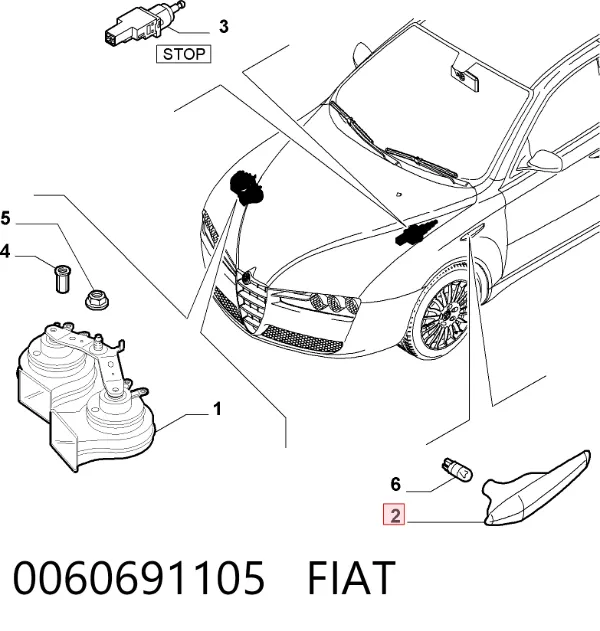 Повторювач повороту на крилі, лівий 0060691105 Fiat/Alfa/Lancia