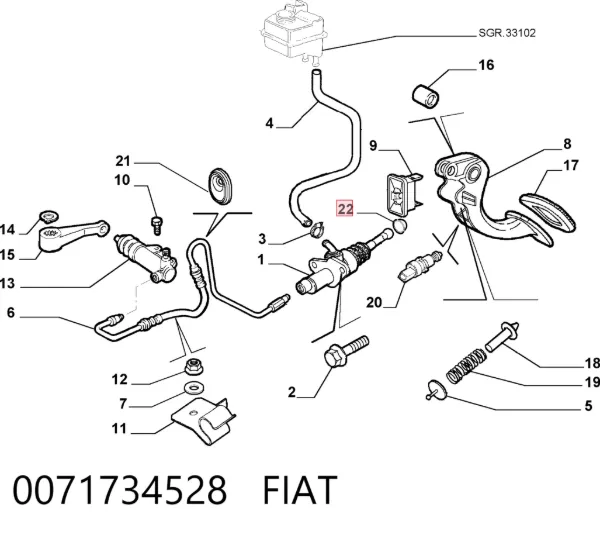 Головний циліндр зчеплення 0071734528 Fiat/Alfa/Lancia