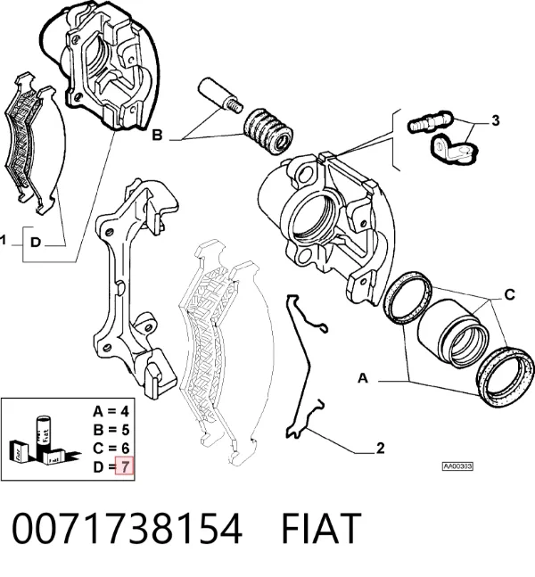 Передні тормозні колодки 0071738154 Fiat/Alfa/Lancia