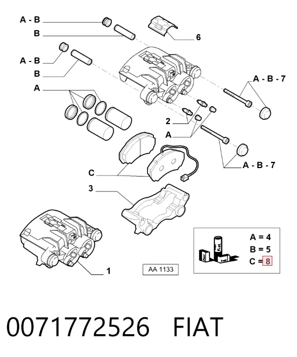 Передні тормозні колодки 0071772526 Fiat/Alfa/Lancia