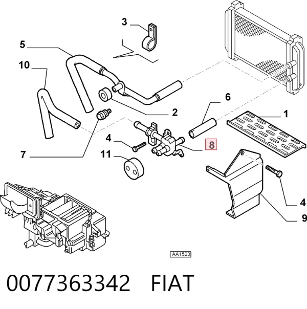 Кран пічки 0077363342 Fiat/Alfa/Lancia