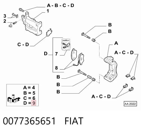 Передні тормозні колодки 0077365651 Fiat/Alfa/Lancia