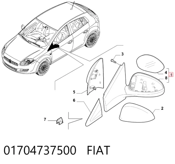 Дзеркало праве Fiat Bravo II