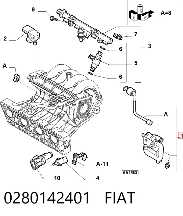 Клапан вентиляції газів паливного бака 0280142401 Fiat/Alfa/Lancia