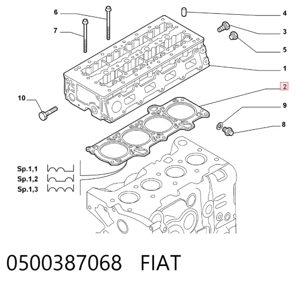 Прокладка ГБЦ 0500387068 Fiat/Alfa/Lancia