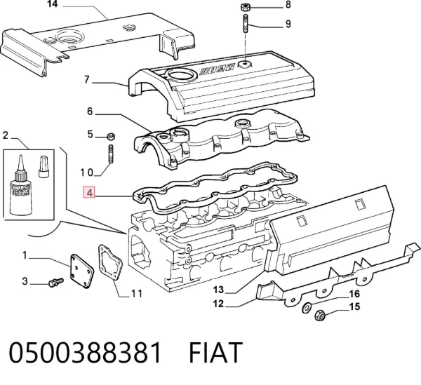 Прокладка клапанної кришки 0500388381 Fiat/Alfa/Lancia