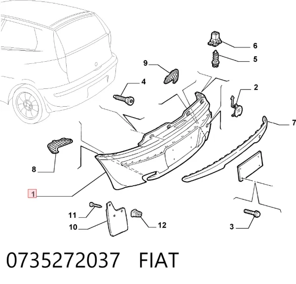 Задній бампер Fiat Punto II
