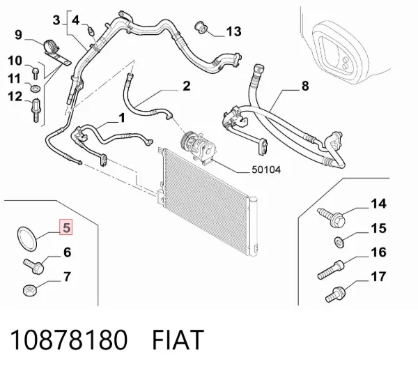Кільце ущільнювальне трубки кондиціонера 10878180 Fiat/Alfa/Lancia