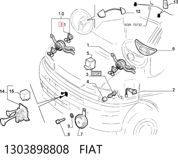 Перемикач підрульовий, лівий 1303898808 Fiat/Alfa/Lancia