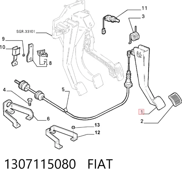 Педаль зчеплення 1307115080 Fiat/Alfa/Lancia
