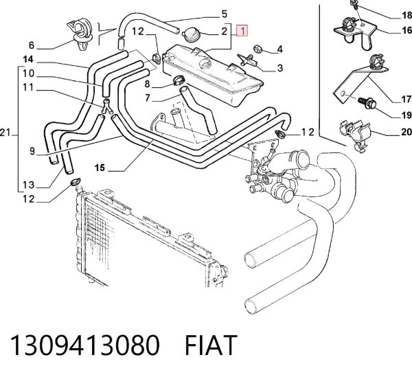 Бачок системи охолодження 1309413080 Fiat/Alfa/Lancia