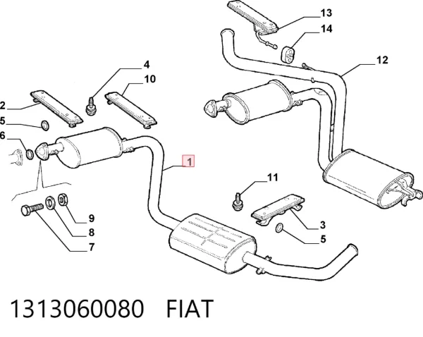 Глушник, середня і задня частина 1313060080 Fiat/Alfa/Lancia