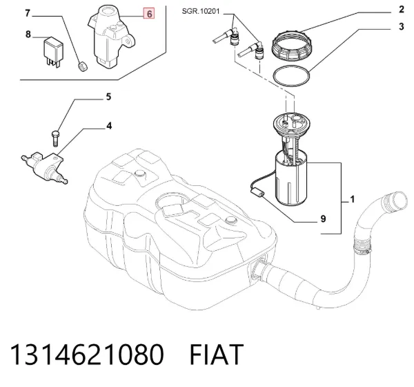 Аварійний вимикач подачі палива 1314621080 Fiat/Alfa/Lancia