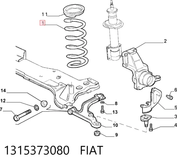 Пружина передня 1315373080 Fiat/Alfa/Lancia