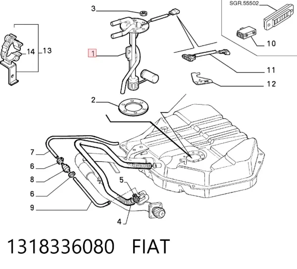 Датчик рівня палива 1318336080 Fiat/Alfa/Lancia