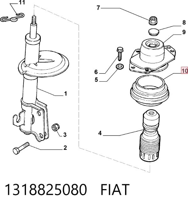 Підшипник опорний амортизатора, переднього 1318825080 Fiat/Alfa/Lancia