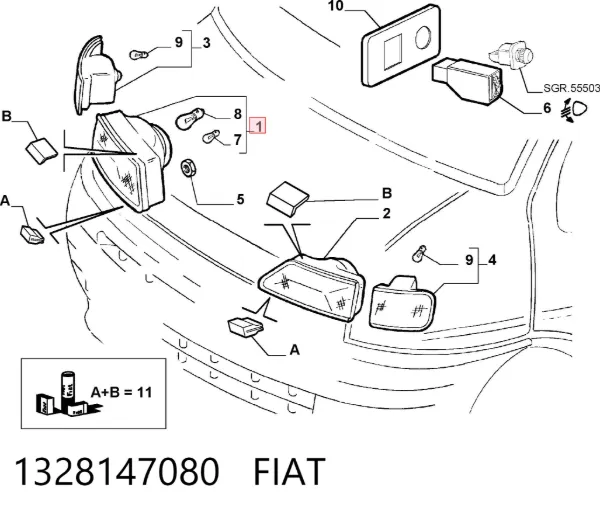 Фара права 1328147080 Fiat/Alfa/Lancia