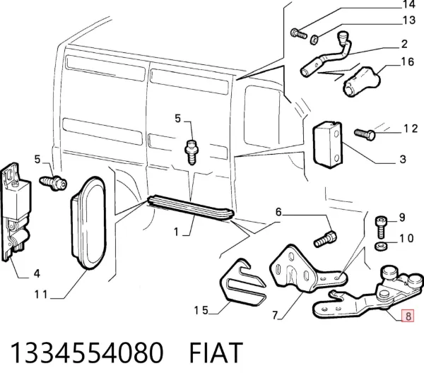Ролик двері бічної/зсувної, правий нижній 1334554080 Fiat/Alfa/Lancia