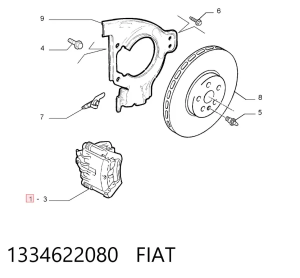 Супорт гальмівний передній лівий 1334622080 Fiat/Alfa/Lancia