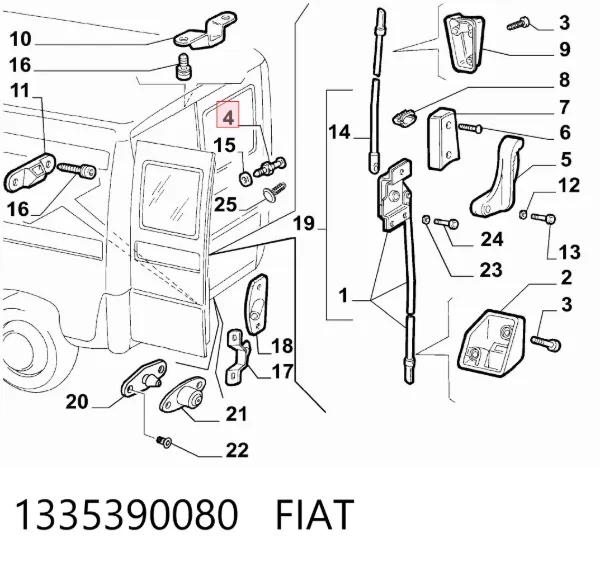 Палець (шплінт) дверної петлі 1335390080 Fiat/Alfa/Lancia