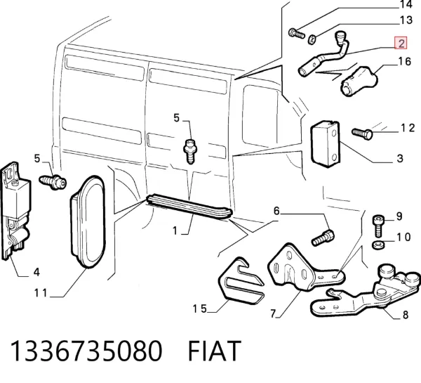 Ролик двері бічної/зсувної, правий верхній 1336735080 Fiat/Alfa/Lancia