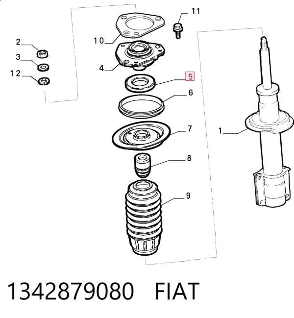 Підшипник опорний амортизатора, переднього 1342879080 Fiat/Alfa/Lancia