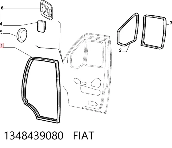 Ущільнювач двері передньої (на кузові) 1348439080 Fiat/Alfa/Lancia