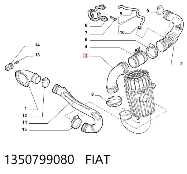 Патрубок витратоміра повітря 1350799080 Fiat/Alfa/Lancia