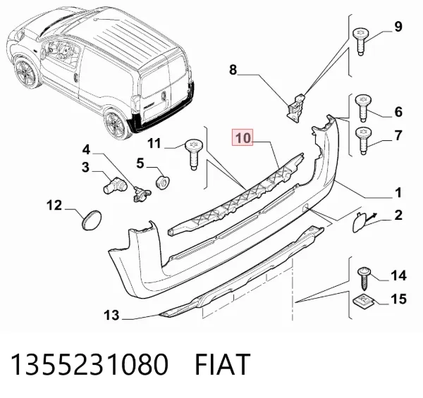 Підсилювач заднього бампера Fiat Fiorino 225