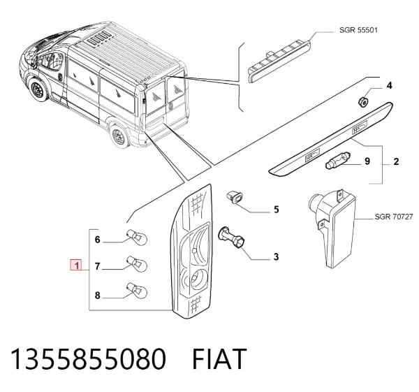 Задня права фара 1355855080 Fiat/Alfa/Lancia