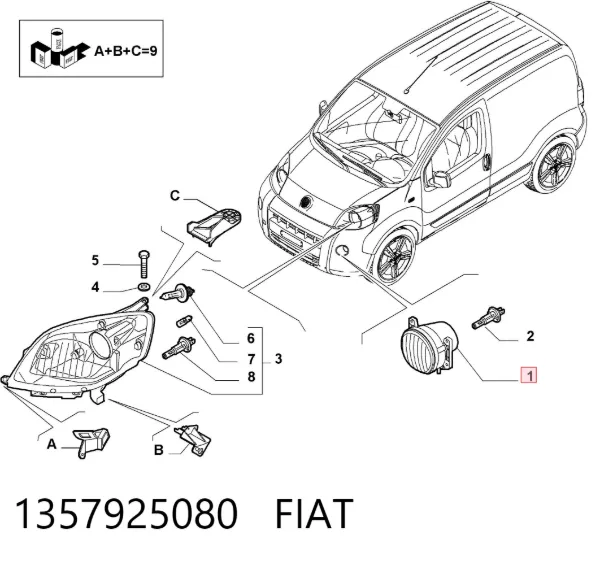 Фара протитуманна, ліва/права 1357925080 Fiat/Alfa/Lancia