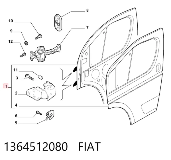 Двері праві передні 1364512080 Fiat/Alfa/Lancia